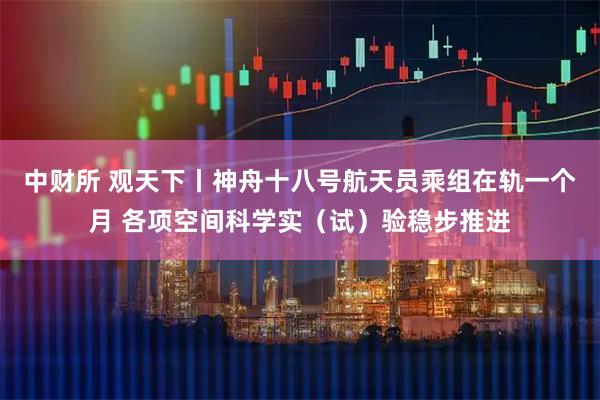 中财所 观天下丨神舟十八号航天员乘组在轨一个月 各项空间科学实(试)验稳步推进